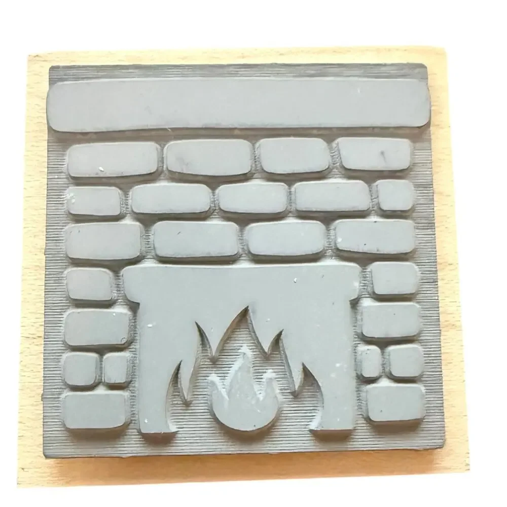 Sniggle Sloth Brick Fireplace Rubber Stamp Small
